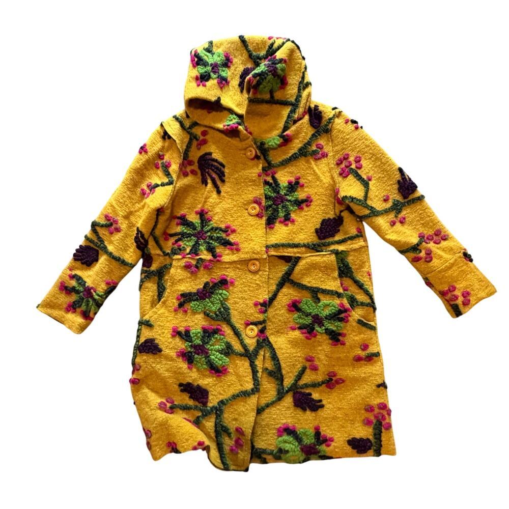 Kaktus Chartreuse Wool Italian size small button up jacket long colorful
